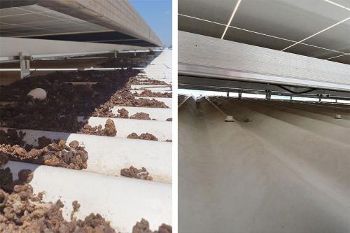 Very dirty gutter before and after