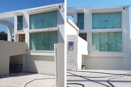 Modern white Brisbane home before and after house washing