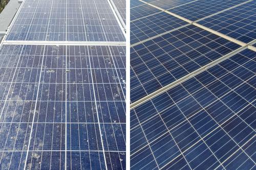 Big difference dirty and clean solar panels